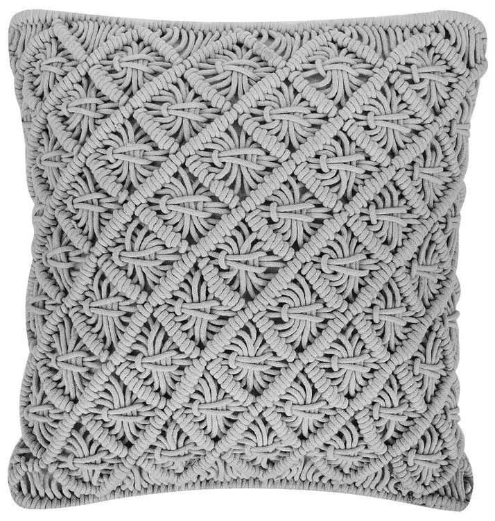 Almofada decorativa em macramé de algodão cinzento 45 x 40 cm KIZKALESI Beliani