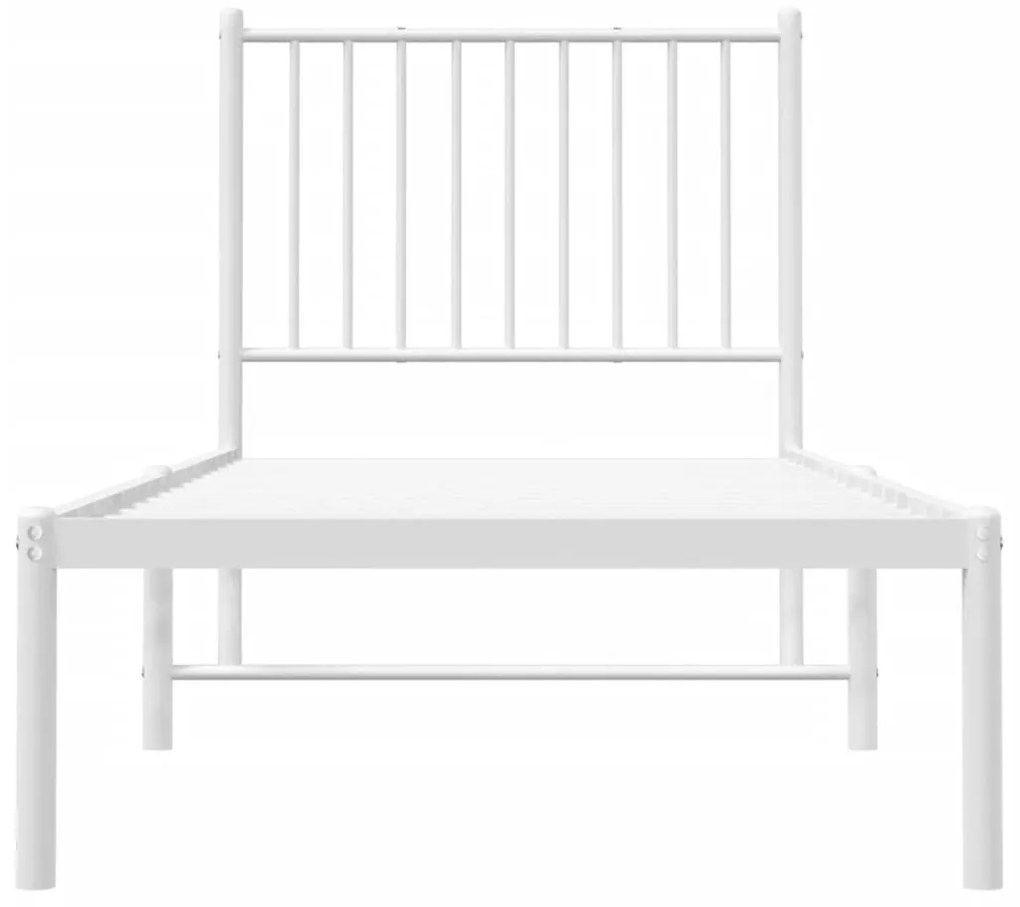 Estrutura de cama com cabeceira 75x190 cm metal branco