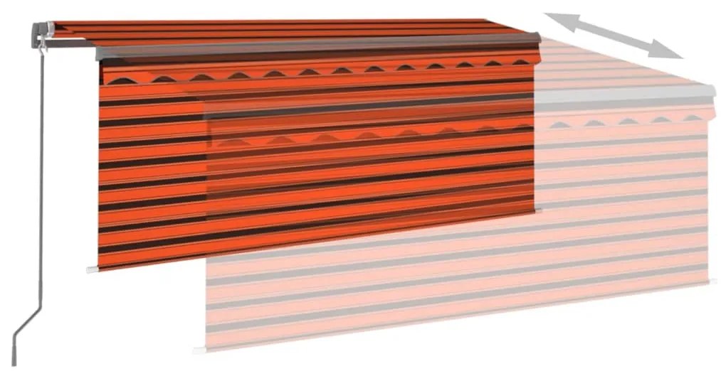 Toldo retrátil manual com estore 3,5x2,5 m laranja/castanho