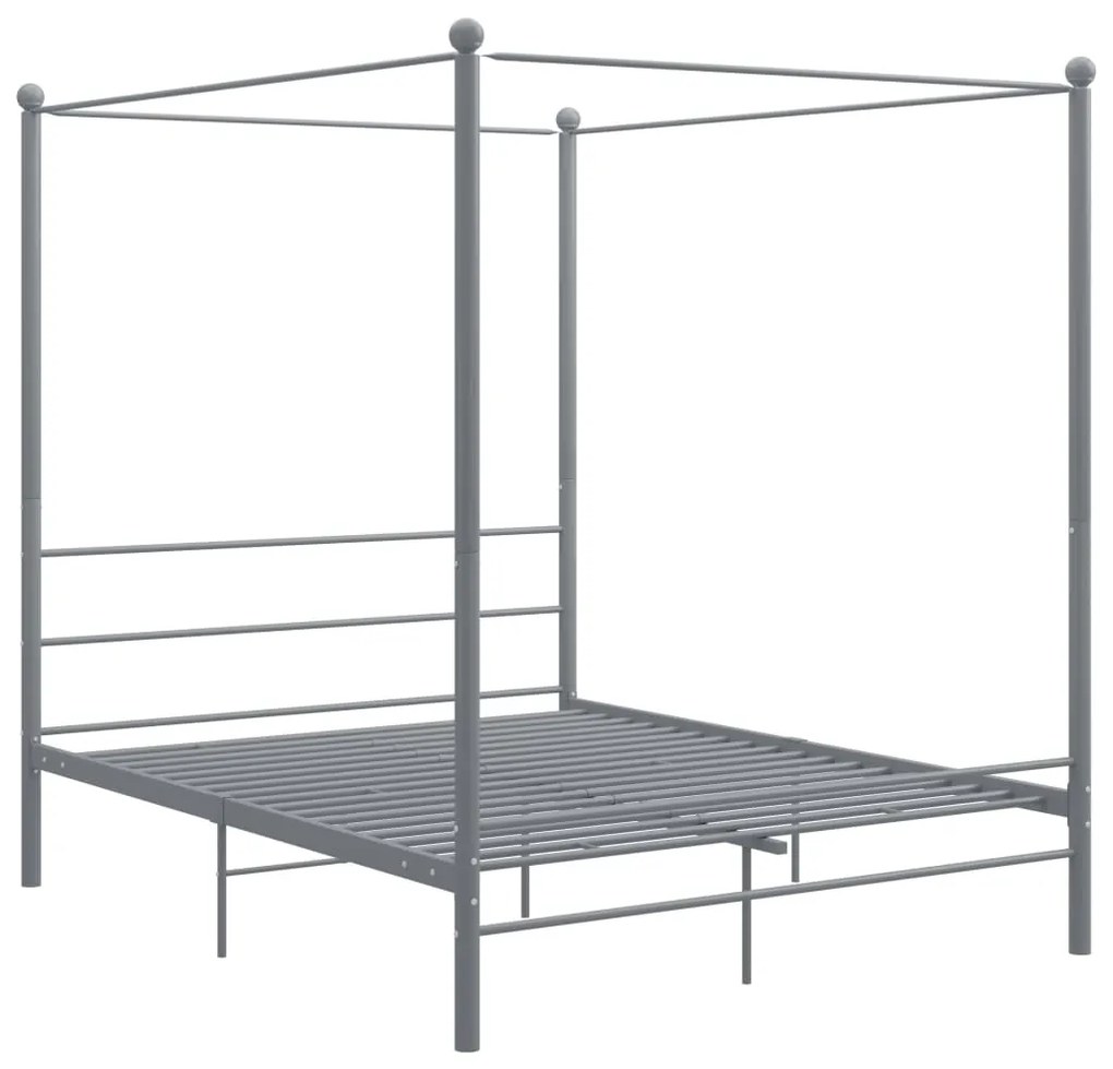 Estrutura de cama com dossel 160x200 cm metal cinzento