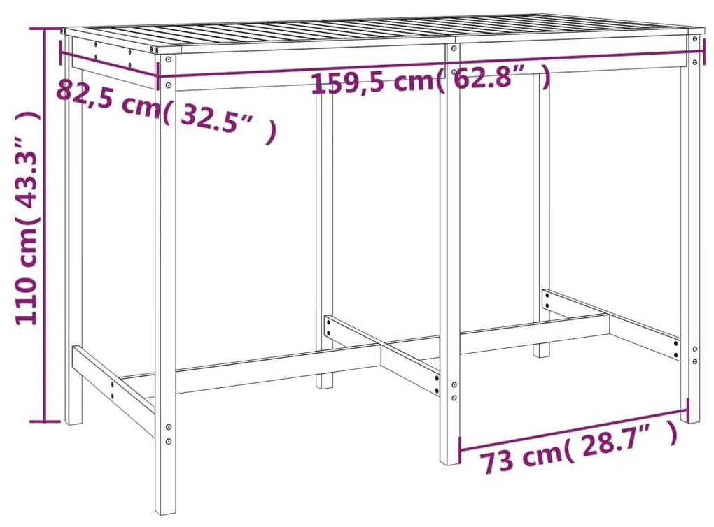 7 pcs conjunto de bar para jardim pinho maciço