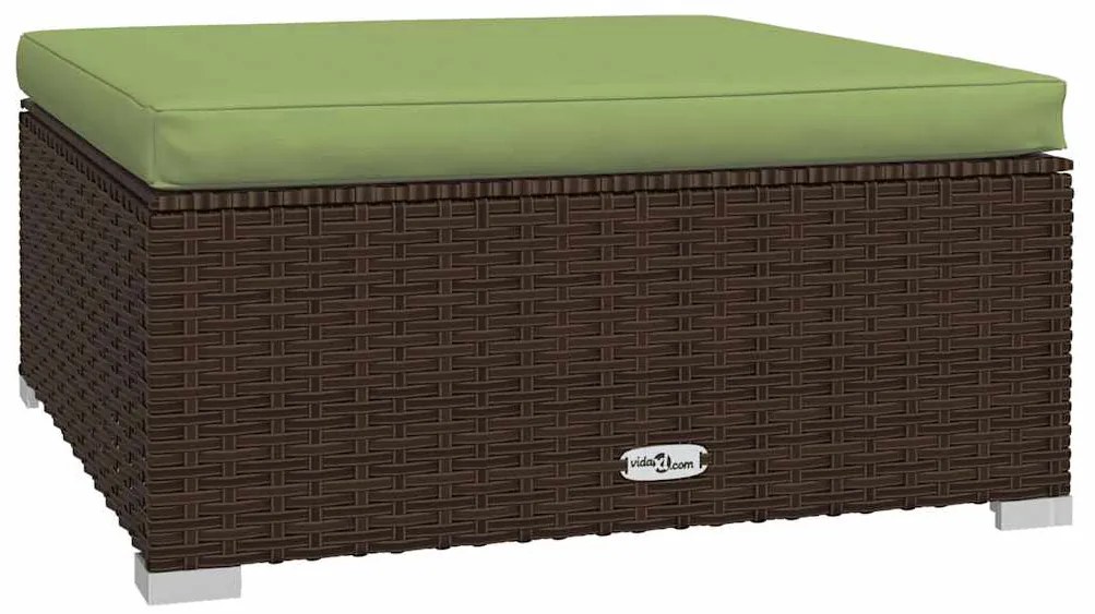 4 pcs conjunto lounge jardim c/ almofadões vime PE castanho