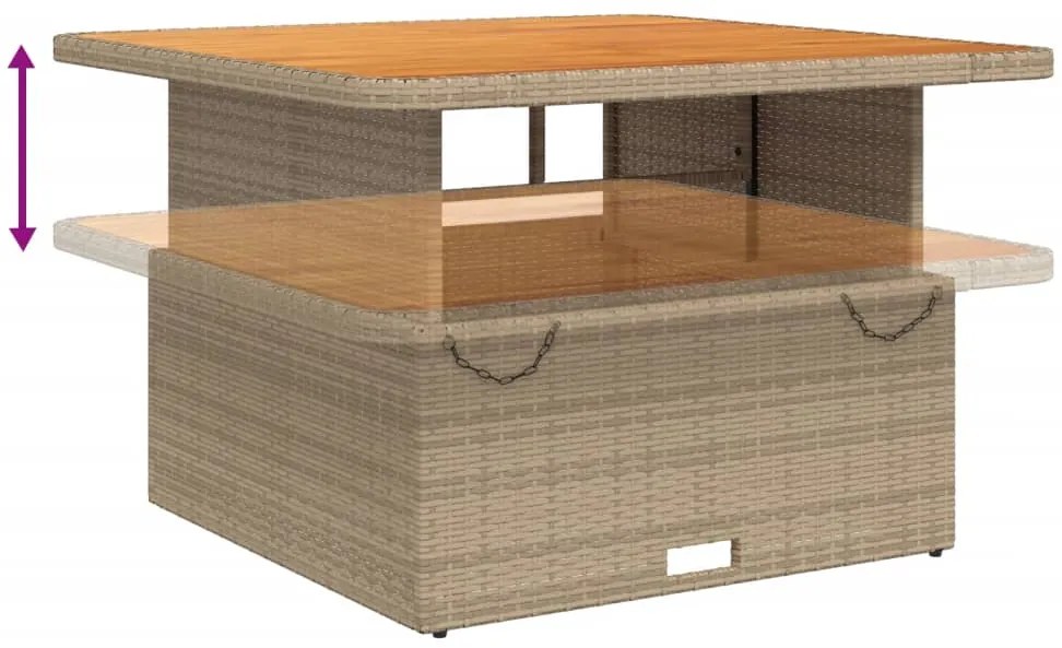 5 pcs conjunto de jantar p/ jardim com almofadões vime PE bege