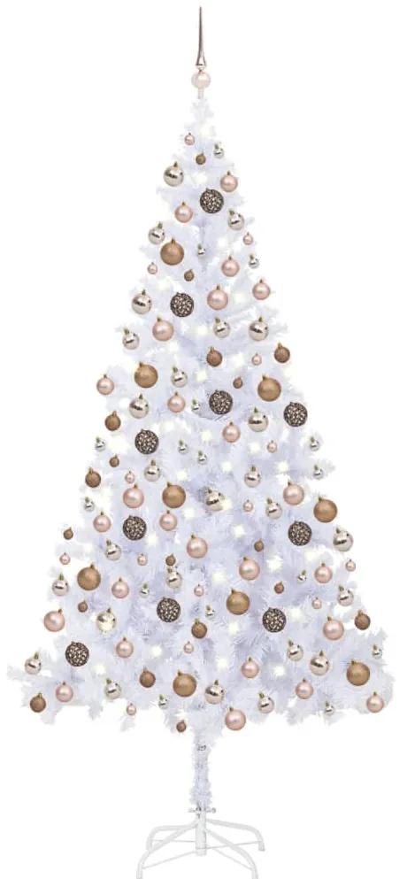 3077581 vidaXL Árvore de Natal artificial c/ LEDs e bolas 210 cm 910 ramos