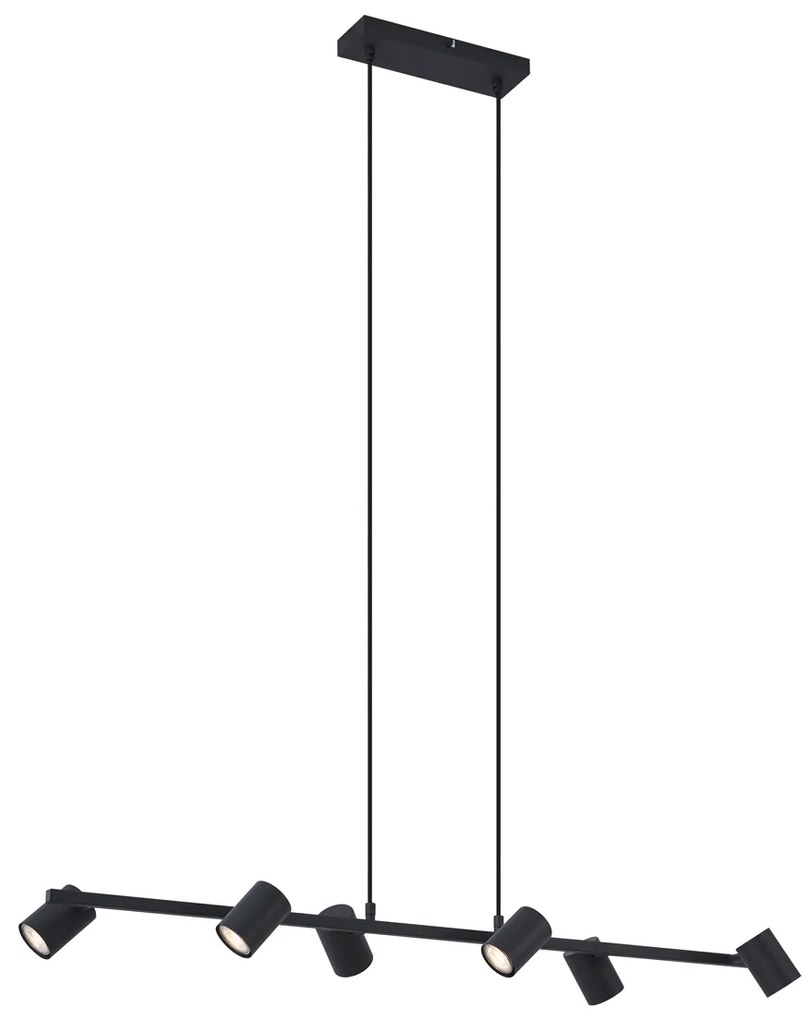 Candeeiro suspenso moderno preto com 6 luzes - Jeana Straight