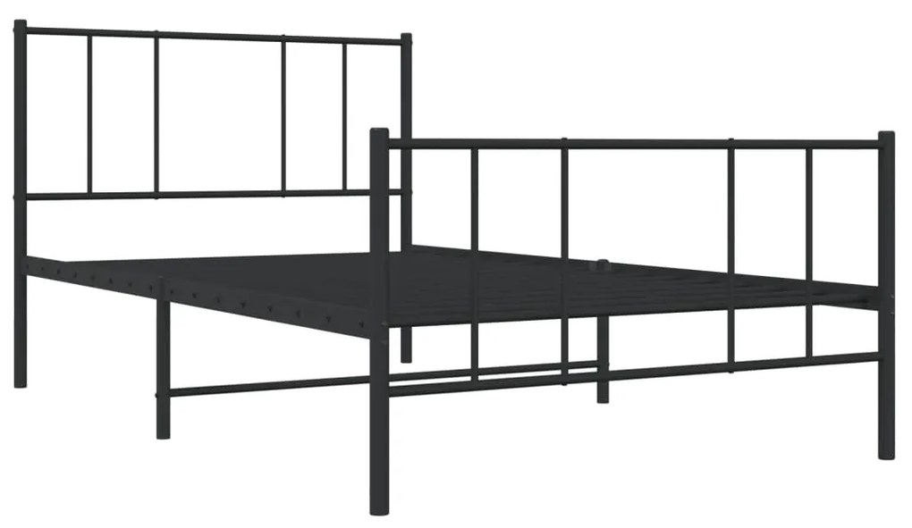 Estrutura de cama com cabeceira e pés 100x200 cm metal preto