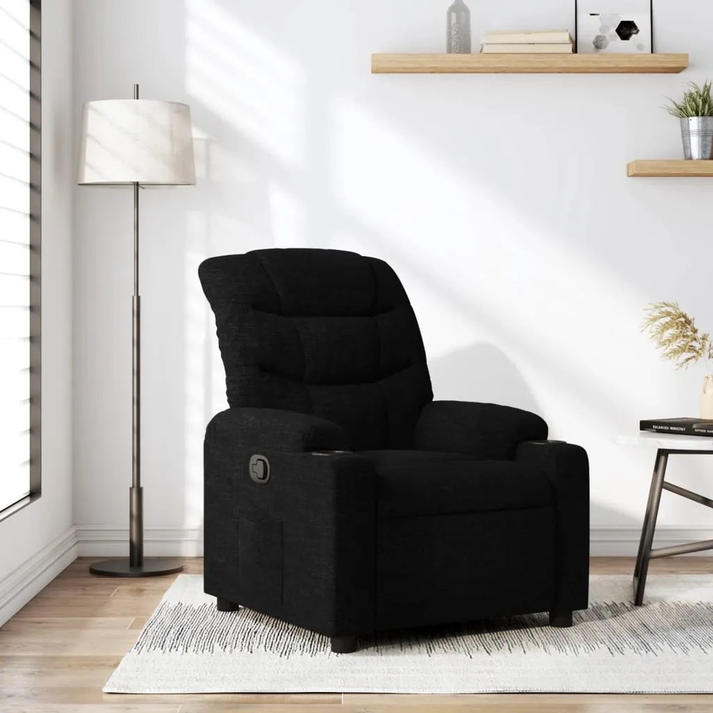 vidaXL Poltrona reclinável tecido preto