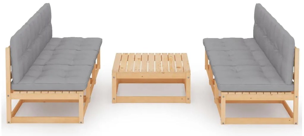 7 pcs conjunto lounge de jardim c/ almofadões pinho maciço