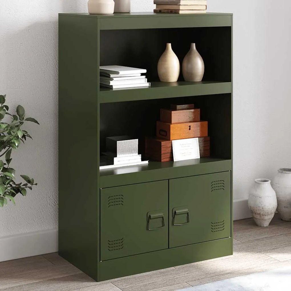 vidaXL Aparador 67x39x107 cm aço verde azeitona