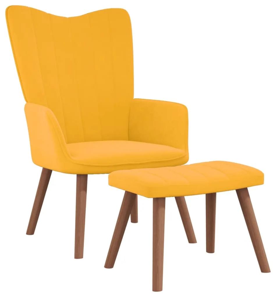 327673 vidaXL Cadeira de descanso com banco veludo amarelo mostarda