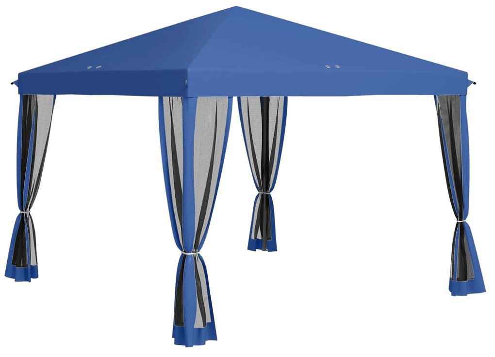 Outsunny Tenda Dobrável Pop-Up 3x3 m Tenda de Jardim com 4 Paredes Laterais de Malha Rede Mosquiteira 8 Orifícios de Drenagem e Bolsa de Transporte Azul | AOSOM Portugal