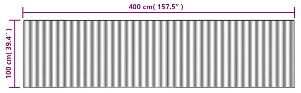 Tapete retangular 100x400 cm bambu cinzento