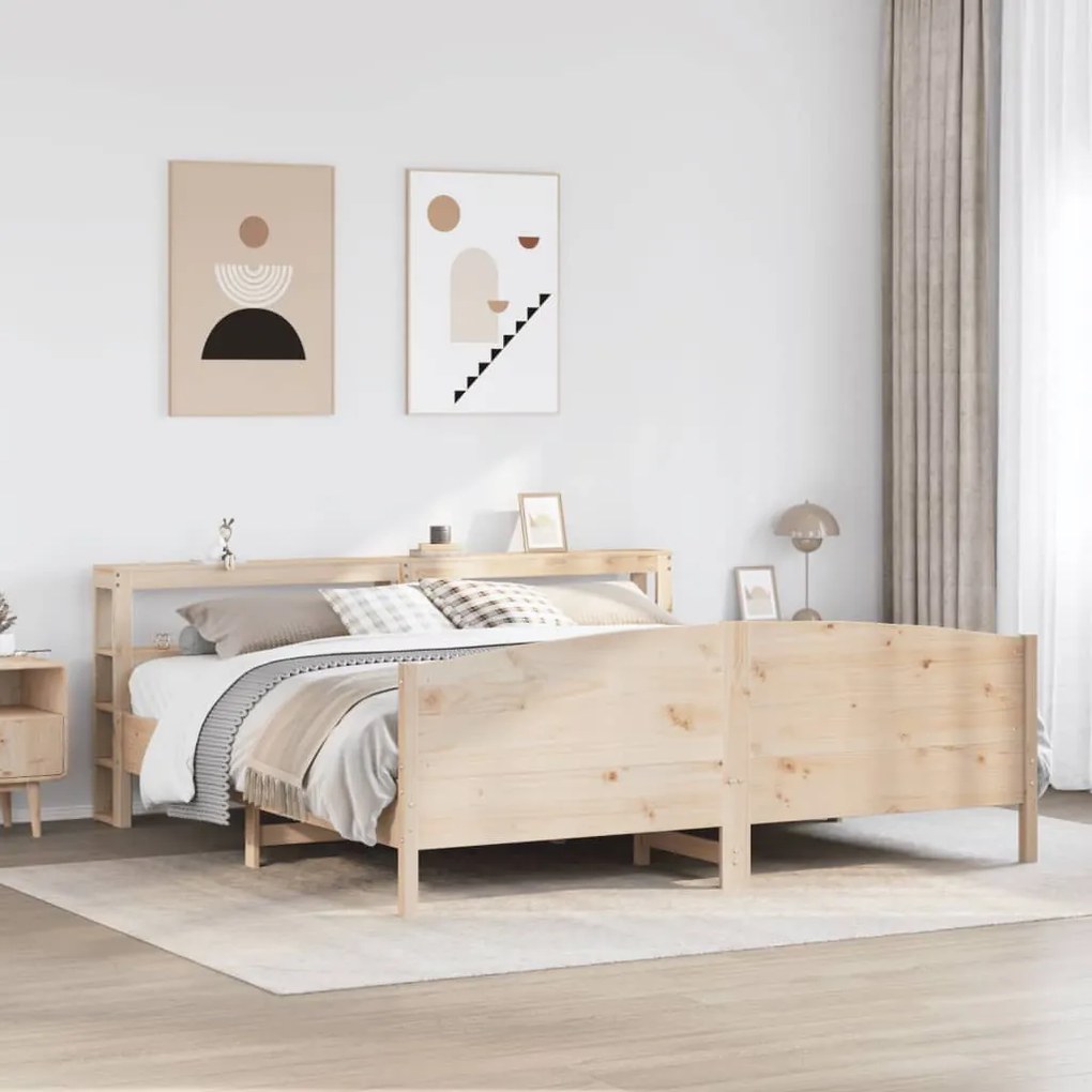 vidaXL Cama sem colchão 200x200 cm madeira de pinho maciça