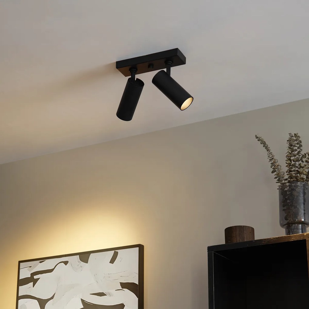 Plafon moderno preto incluindo LED regulável 2 luzes - Tate