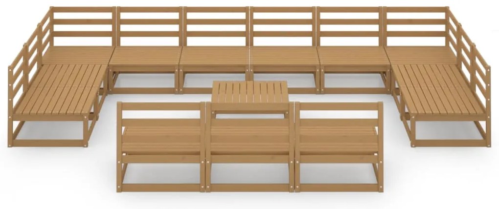 14 pcs conjunto lounge de jardim pinho maciço