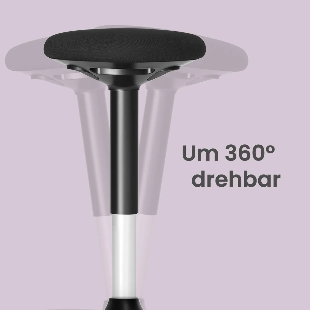 Banco de escritório, ajustável em altura, banco ergonómico para trabalhar em pé Preto