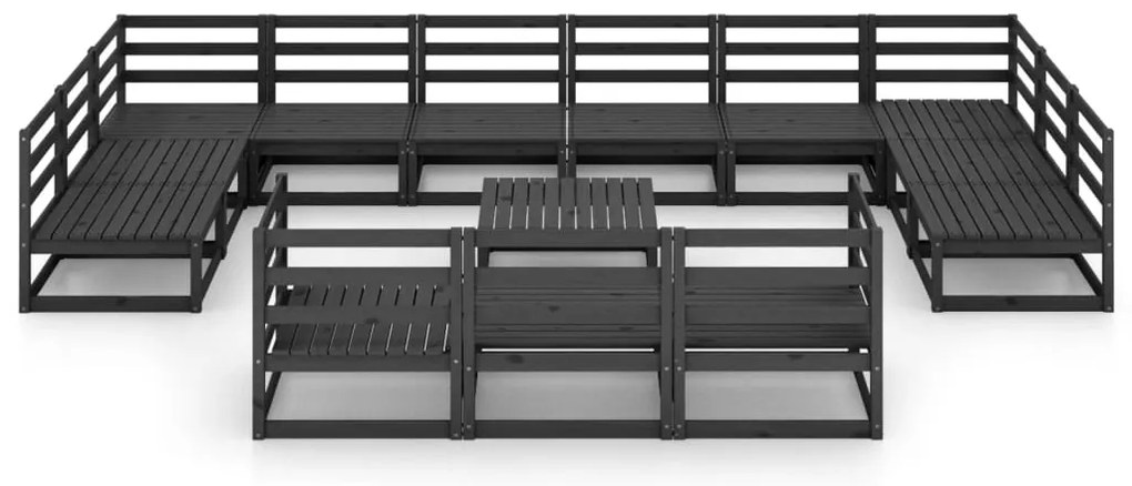 14 pcs conjunto lounge de jardim pinho maciço