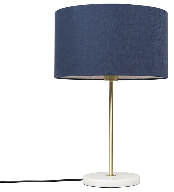Candeeiro de mesa em latão com cúpula azul 35 cm - Kaso Moderno