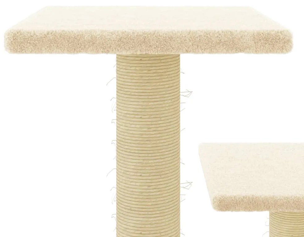 Árvore p/ gatos c/ postes arranhadores sisal 61 cm cor creme