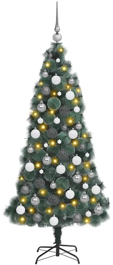 Conjunto de Árvore de Natal Artificial LED &amp; Bolas Verde 180 cm PET