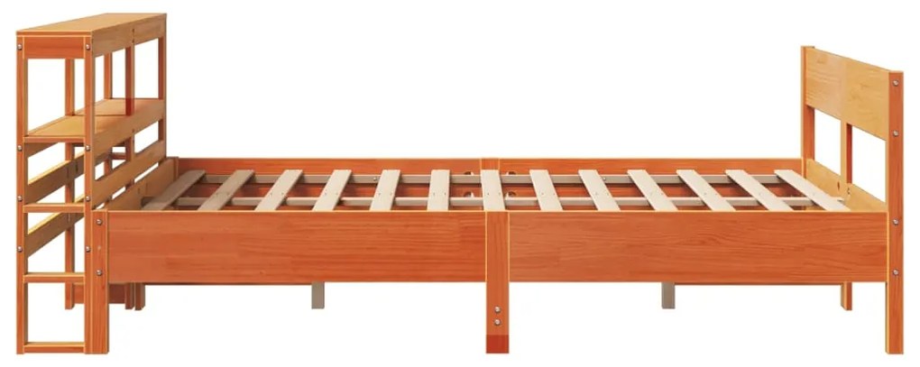 Cama sem colchão 140x200 cm madeira pinho maciça castanho-mel