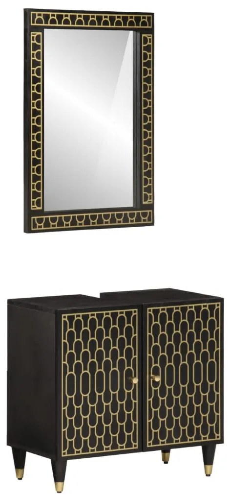 vidaXL 2 pcs conj. móveis p/ casa de banho madeira mangueira maciça