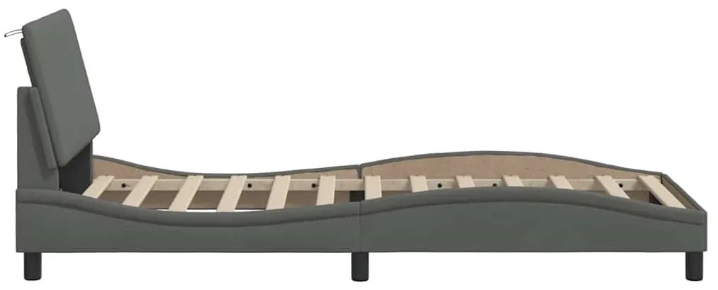 Estrutura de cama sem colchão 90x200 cm tecido cinzento-escuro