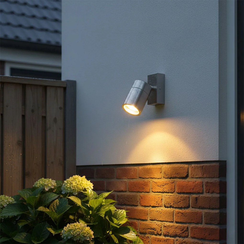 Candeeiro de parede exterior em aço IP44 rotativo e inclinável - Solo