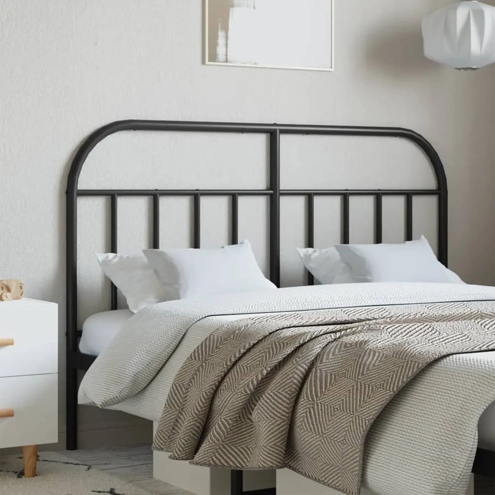 vidaXL Cabeceira de cama 150 cm metal preto