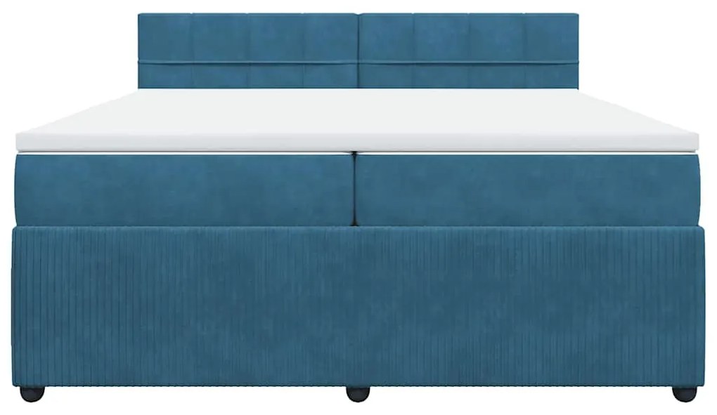 Cama com molas/colchão 200x200 cm veludo azul