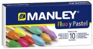 Lápis de Cera Manley Fluor e Pastel Caixa de 10 Cores Sortidas