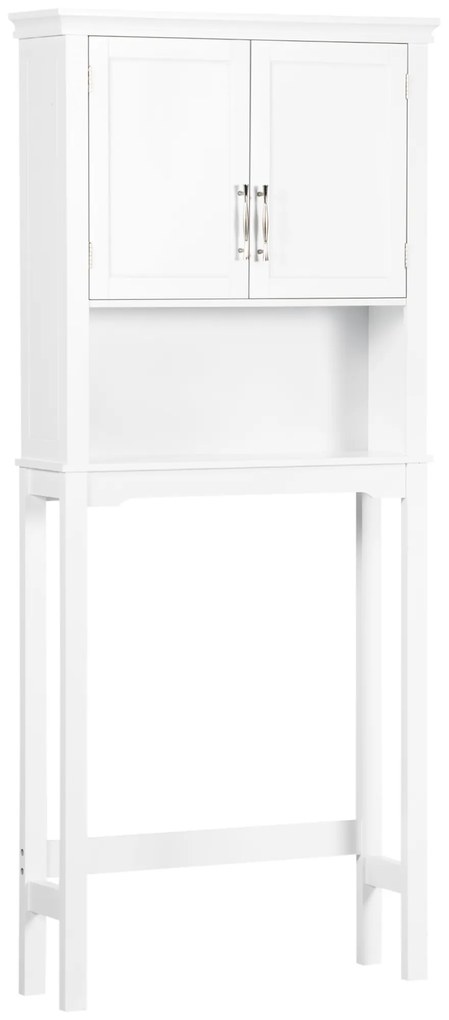 kleankin Armário sobre Sanita Armário Alto para Lavadora com 2 Portas Prateleira Interior Ajustável 71x20,5x165cm Branco | Aosom Portugal