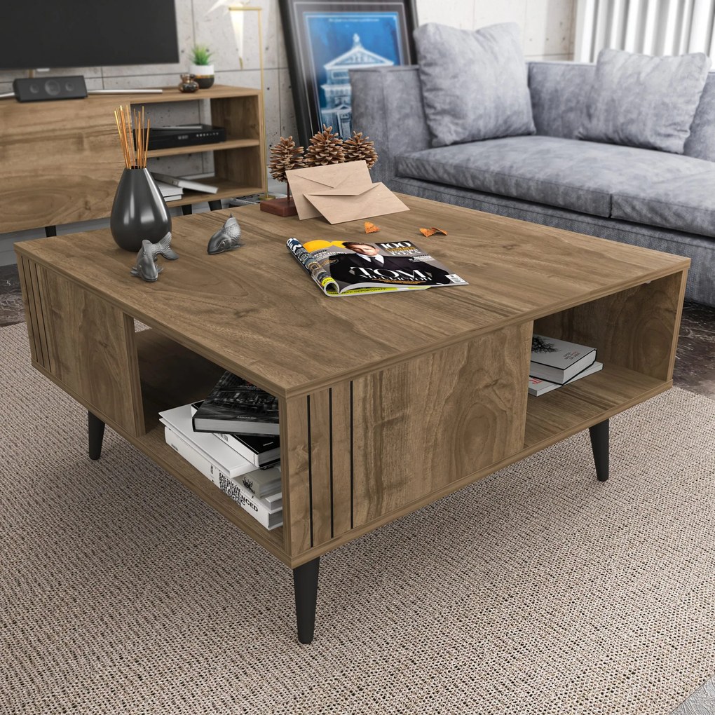 Mesa de Centro Ronas – Cor Nogueira – 89,6 x 89,6 x 46,5 cm