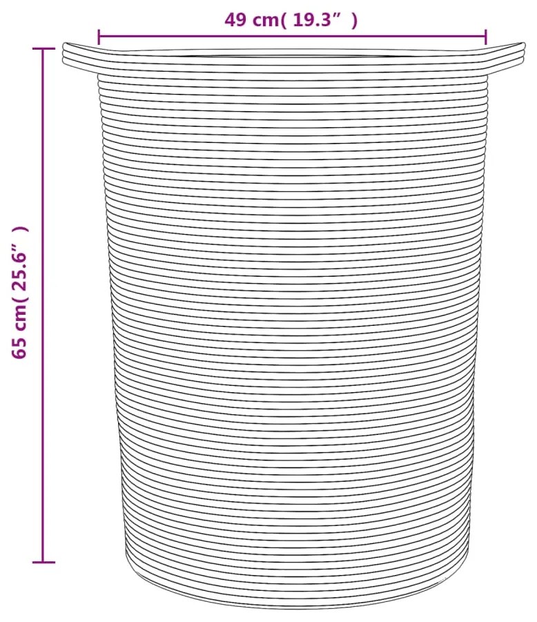 Cesto de arrumação Ø49x65 cm algodão cinzento e branco