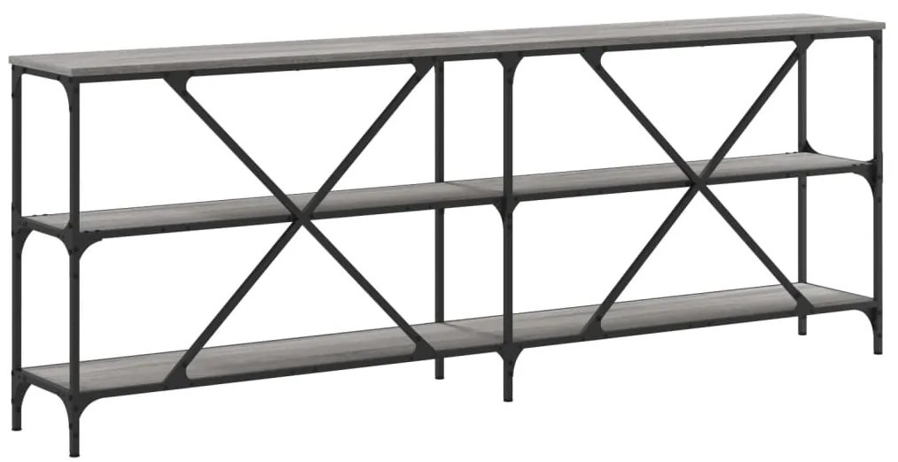 Mesa consola 200x30x75 cm derivados madeira/ferro cinza sonoma