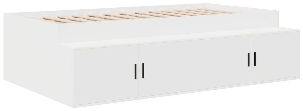 Cama de Armazenamento Branca 100x200 cm