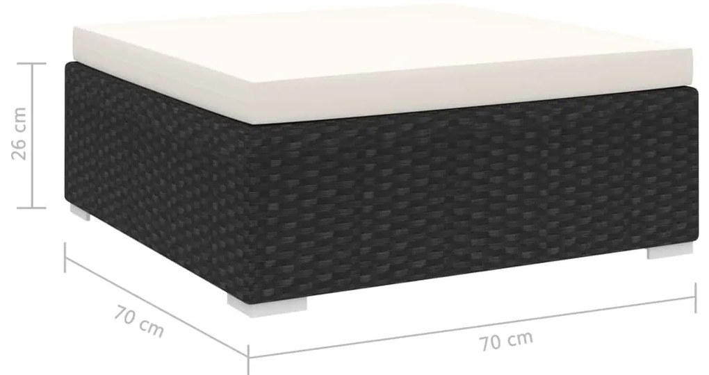 Apoio de pés seccional c/ almofadão 1 pc vime PE preto