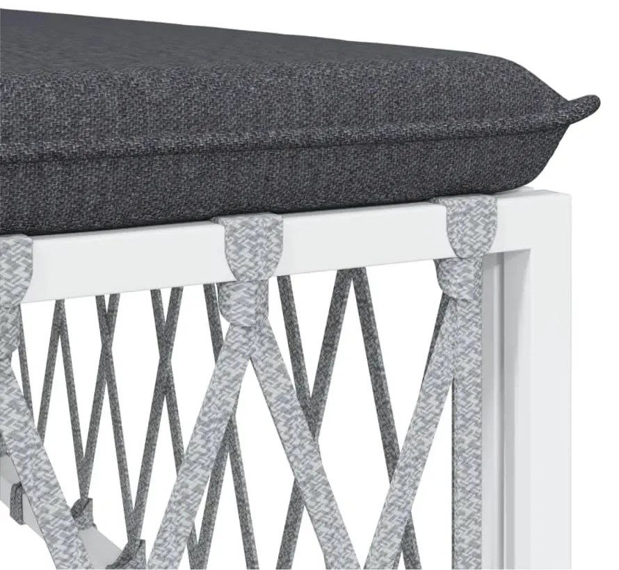 3 pcs conjunto lounge de jardim com almofadões aço branco