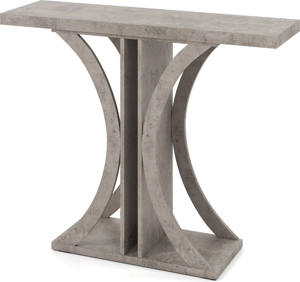 Mesa Consola 100 x 29,5 x 80 cm com Estrutura Geométrica para Entrada, Hall, Sala, Corredor Cinzenta