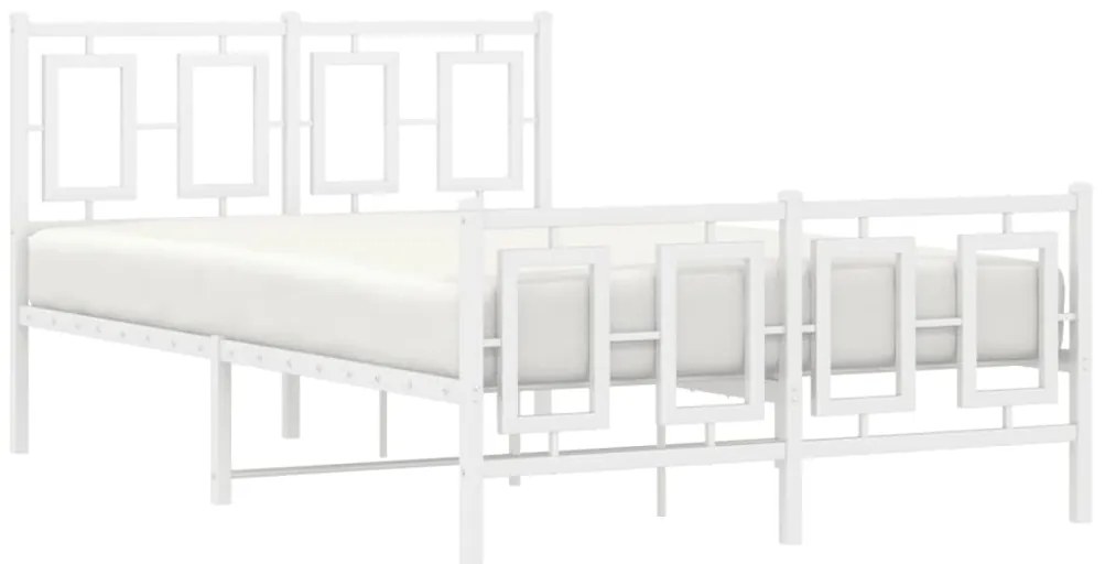 Estrutura de cama com cabeceira e pés 120x190 cm metal branco
