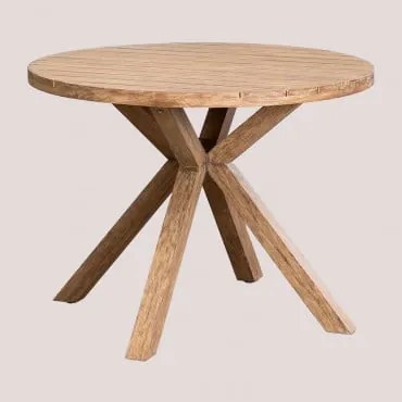 Mesa De Jantar Redonda Ø120 Cm Em Madeira Naele Castanho Eucalipto & Ø100 Cm - Sklum
