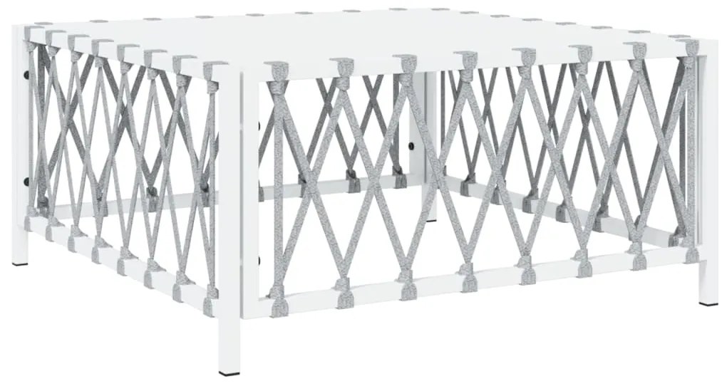 3 pcs conjunto lounge de jardim com almofadões aço branco