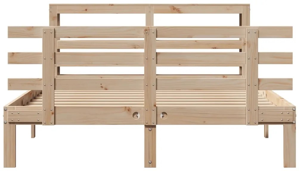 Estrutura de cama c/ cabeceira 150x200 cm pinho maciço