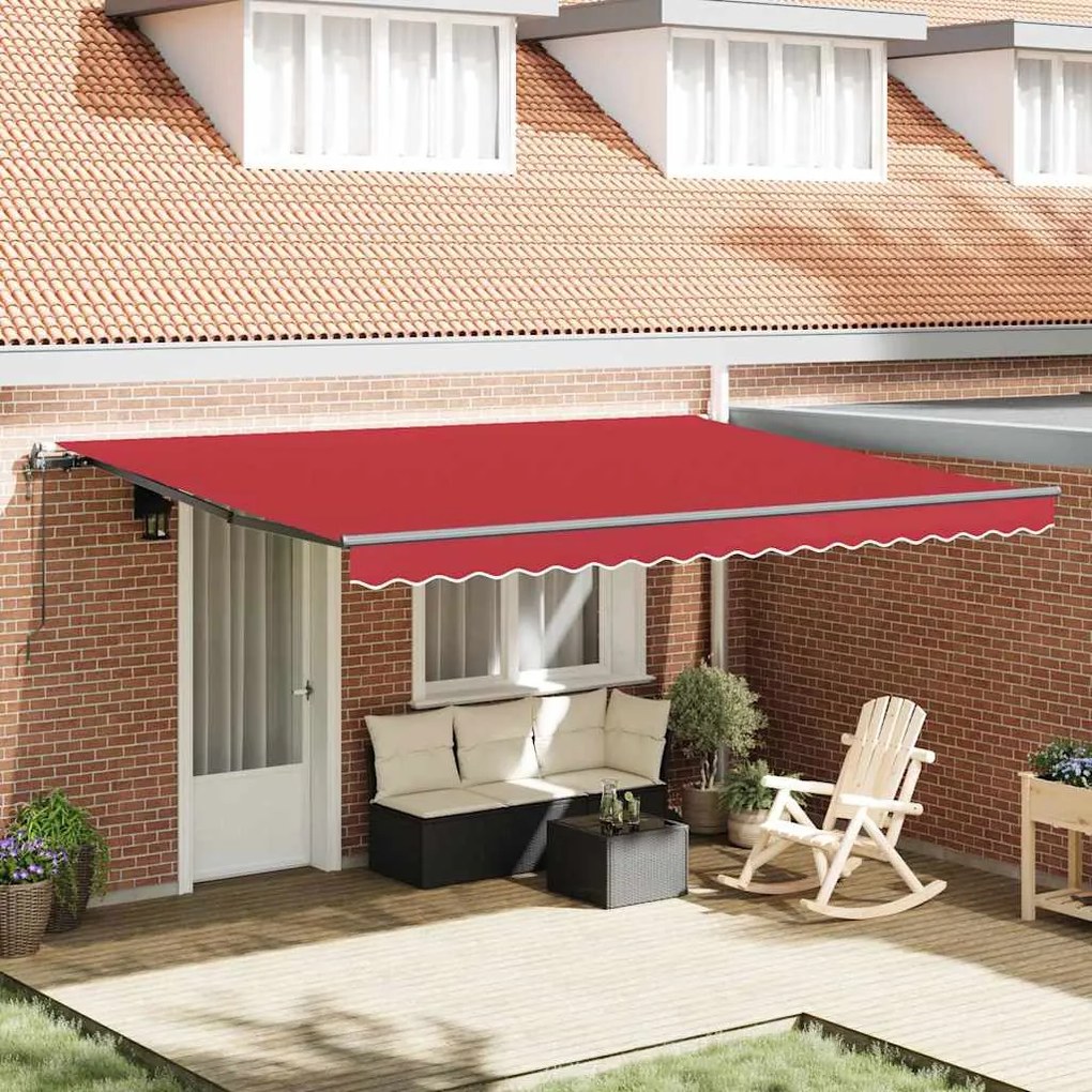vidaXL Toldo Retrátil Vermelho 450 × 300 cm Tecido e Alumínio