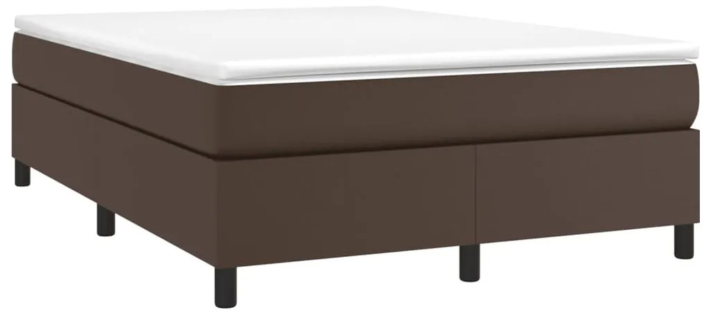 Estrutura de cama 140x200cm couro artificial castanho