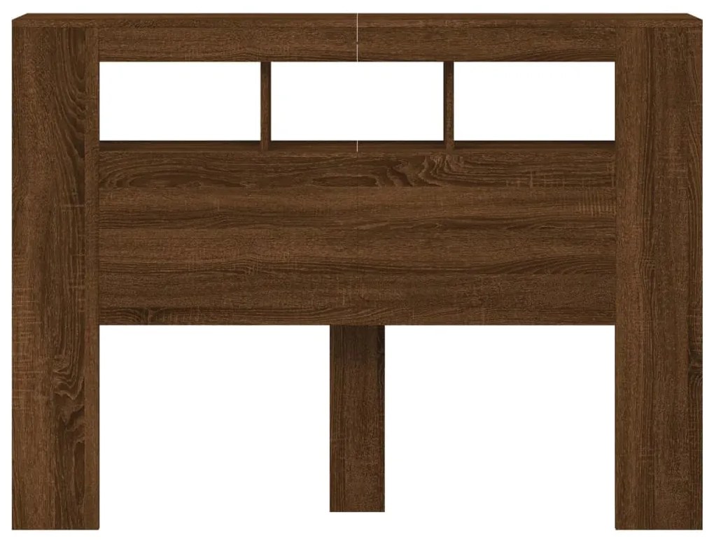Cabeceira c/ LEDs 140x18,5x103,5 cm carvalho castanho