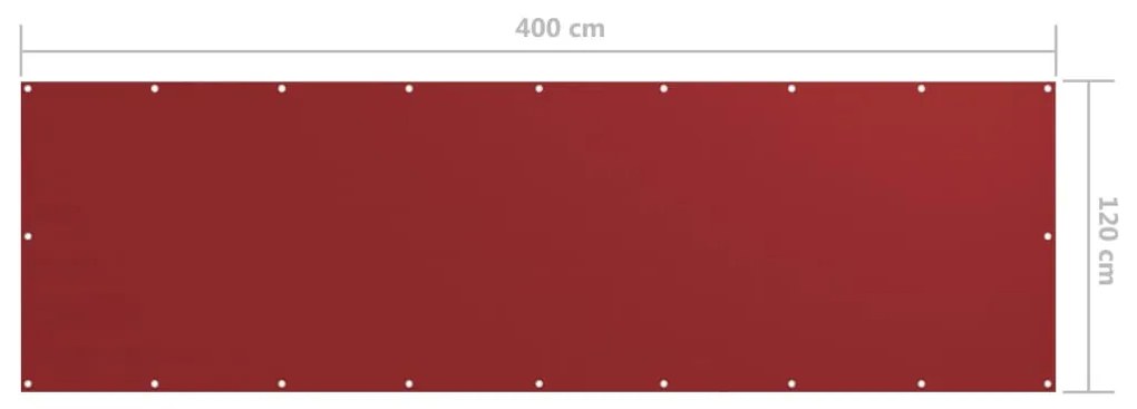 Tela de varanda 120x400 cm tecido Oxford vermelho