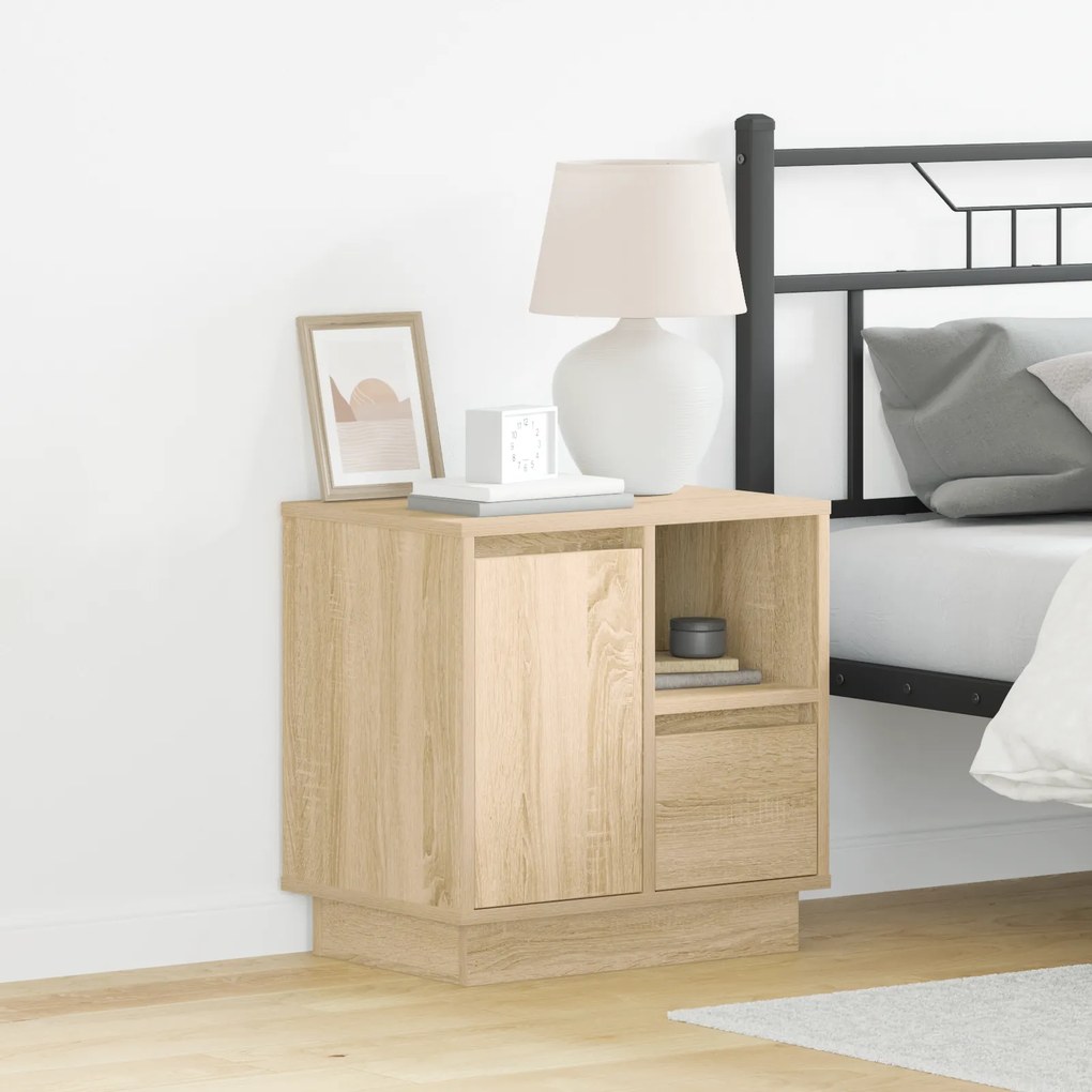 vidaXL Armários de Cabeceira com LED 2 pcs Carvalho Sonoma 50x34,5x50 cm