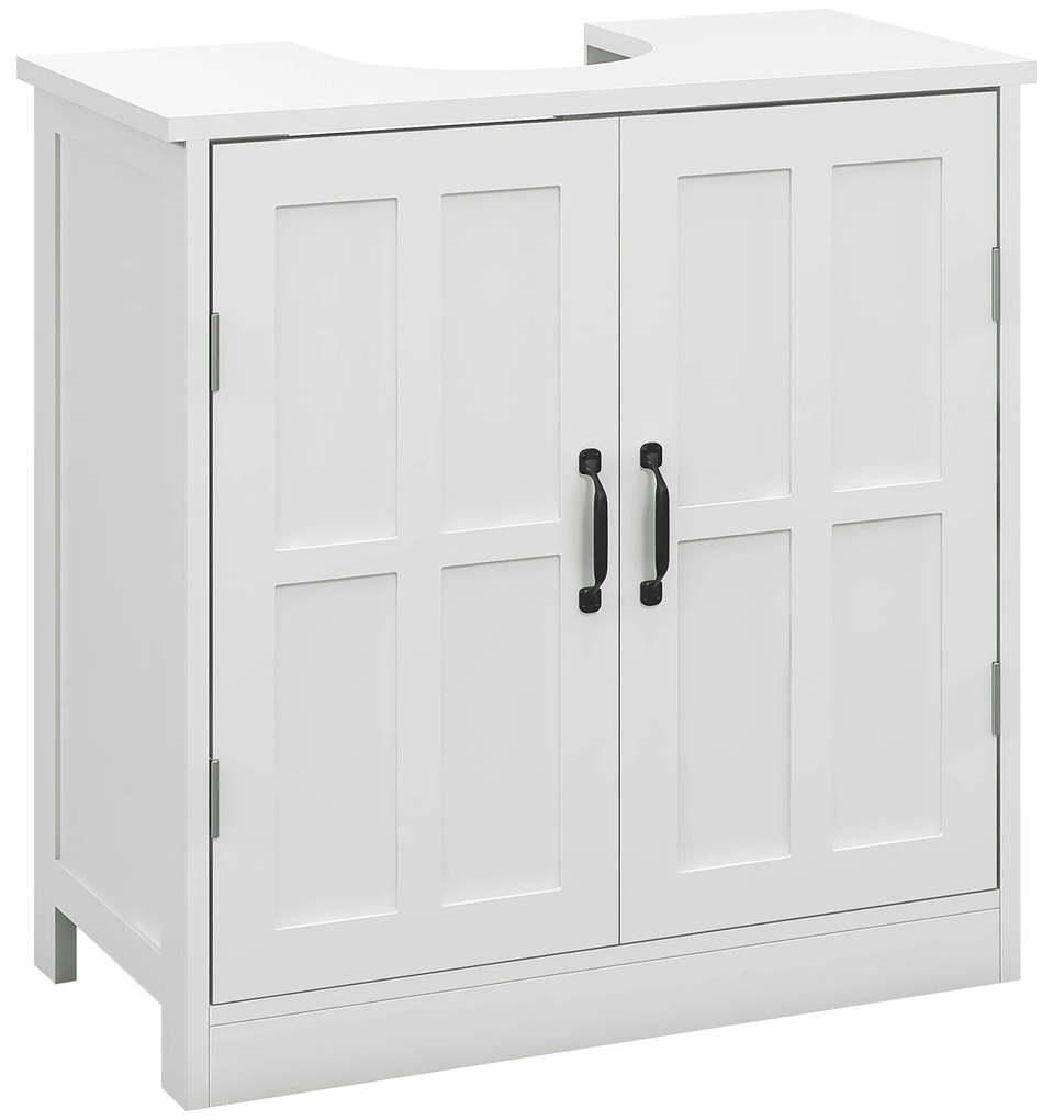 kleankin Móvel para Lavatório Pousar Armário para Casa de Banho com 2 Portas e Prateleira Interior Ajustável 60x30x60 cm Branco