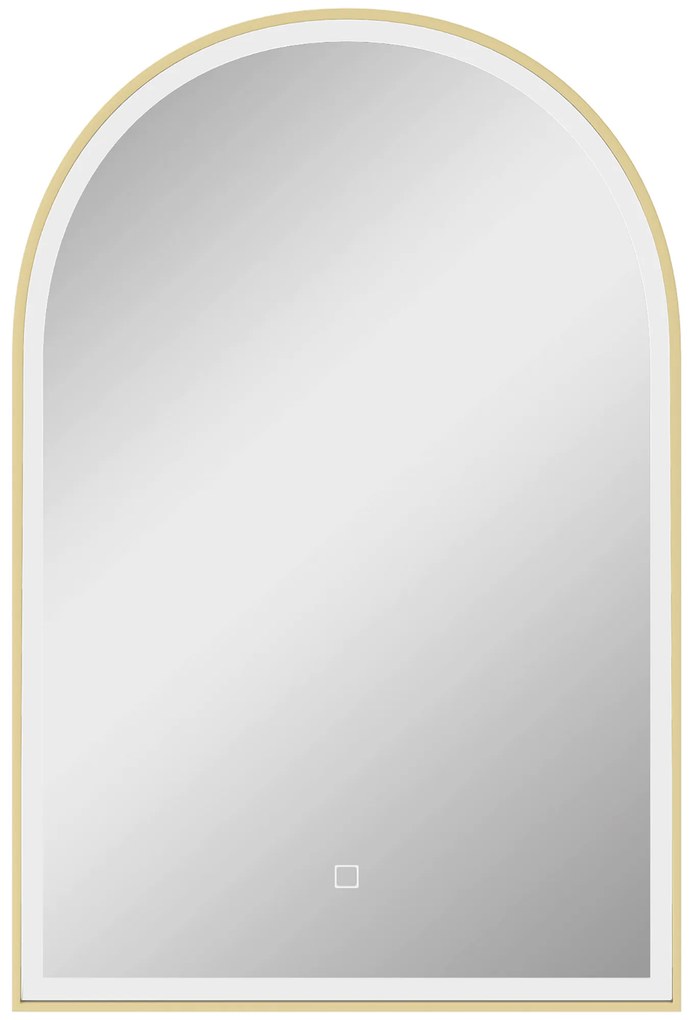 HOMCOM Espelho de Casa de Banho LED 90x60 cm de Parede 3 Cores Arqueado Moldura em Alumínio Anti Embaciamento e Interruptor Táctil | Aosom Portugal